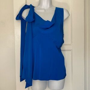 Diane von Furstenberg Bright Blue Sleeveless Silk Blouse Medium